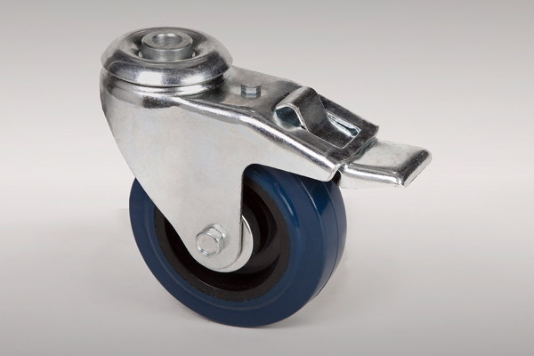 Blue Super Elastic Swivel Bolt Hole Brake Castor