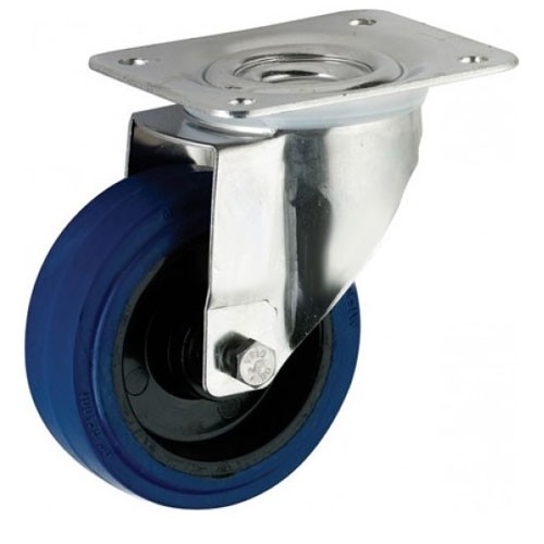 Blue Super Elastic Swivel Plate Castor